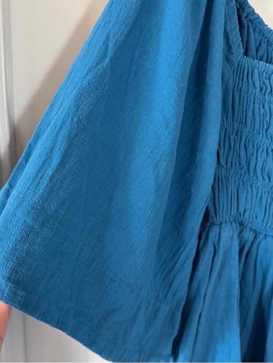 Free People Sunnier With You Blue Smocked Square-Neck Mini Dress XS - Picture 5 of 13